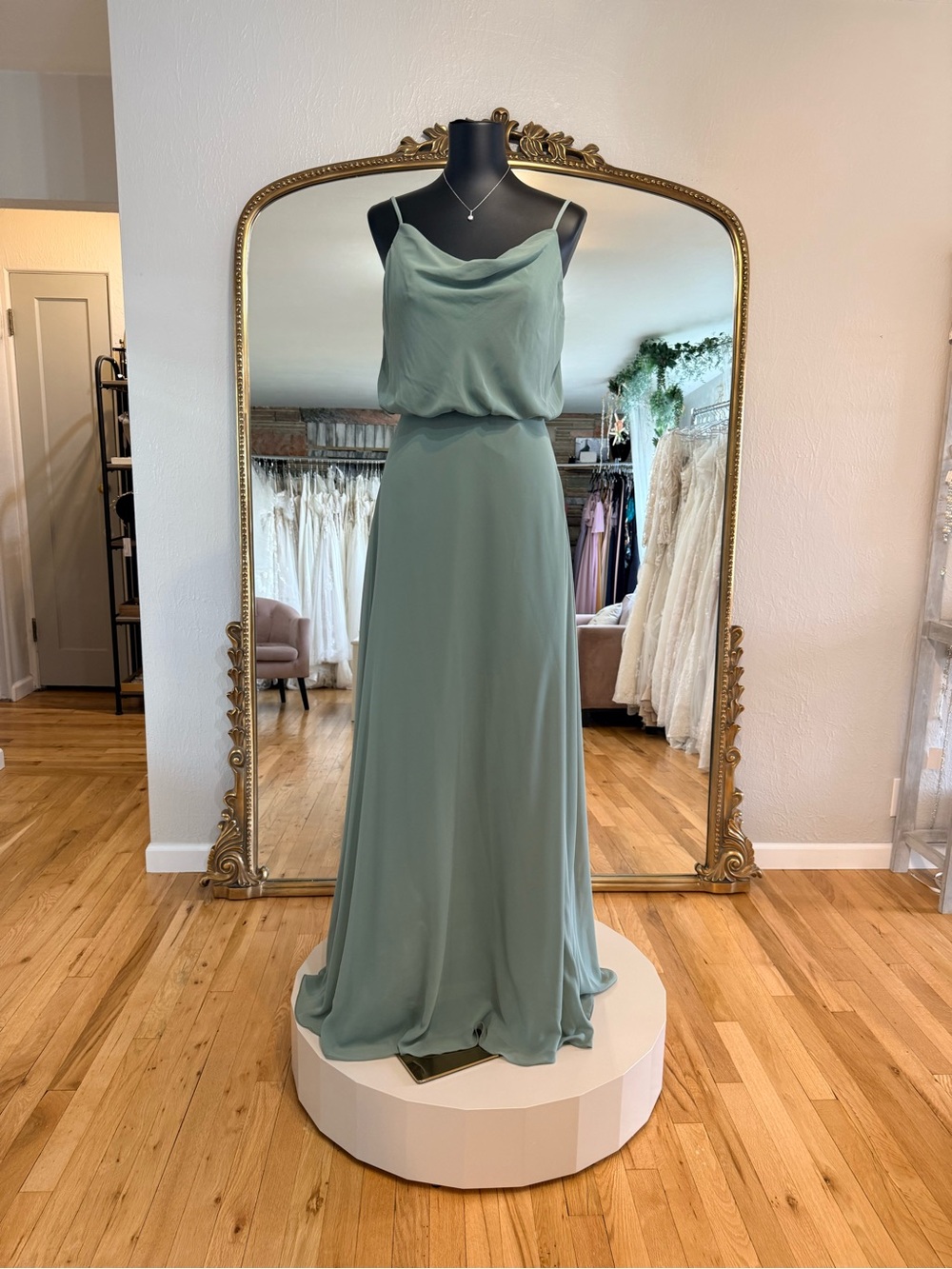 SORELLA VITA Sage Green Spaghetti Strap Cowl Maxi Dress